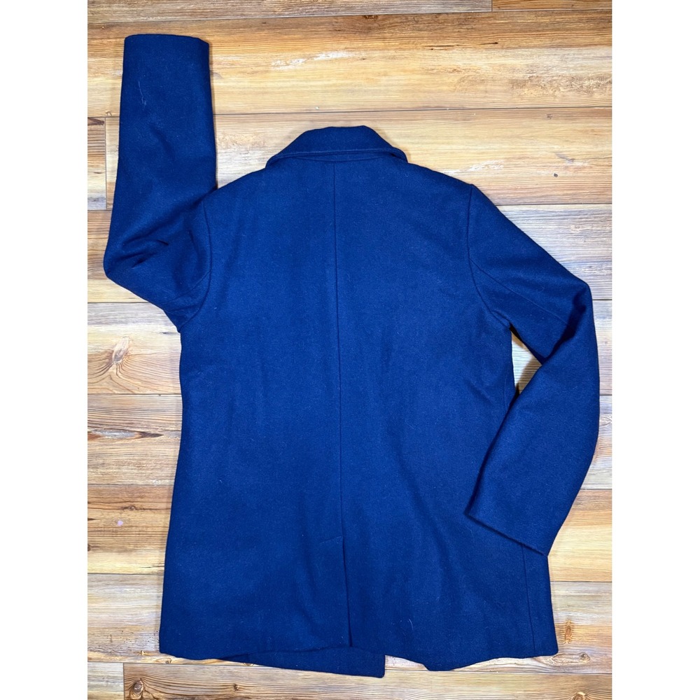 American Eagle Outfitters Navy Blue Wool Blend Toggle Duffle Coat Womens Large - Picture 2 of 7